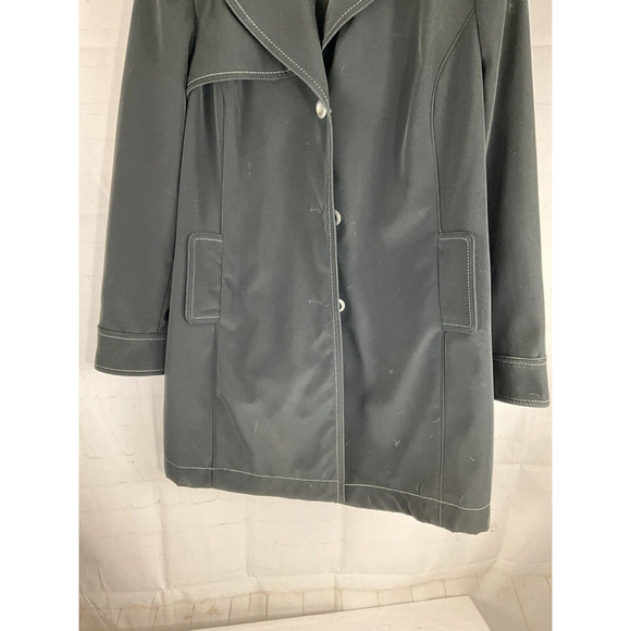 Merona women's XXL lined coat black collar button up long sleeve 2 pockets - Picture 2 of 4